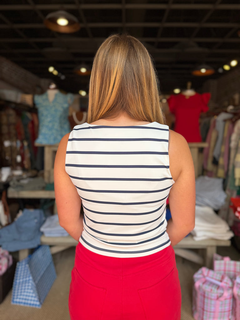FINAL SALE - Off White Navy Square Neck Tank