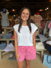 Pink Carnation Pintuck Scallop Shorts