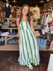 Green Striped Smocked Maxi Dress